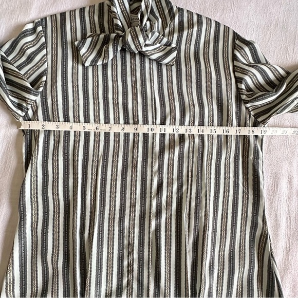 Vintage Evan Picone Shirt Womens 8 Striped Bow Blouse Long Sleeve 70s Old Money - Picture 6 of 11